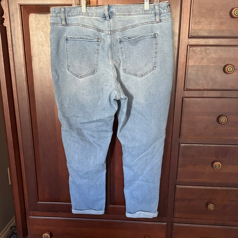 Lane Bryant Light Blue Patchwork Cuffed Straight-… - image 7